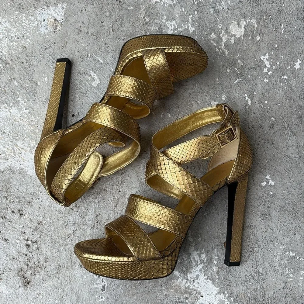 Saint Laurent python cosmo lame sandals
